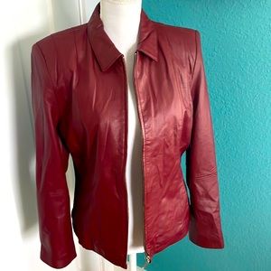 Burgundy leather jacket 🍷